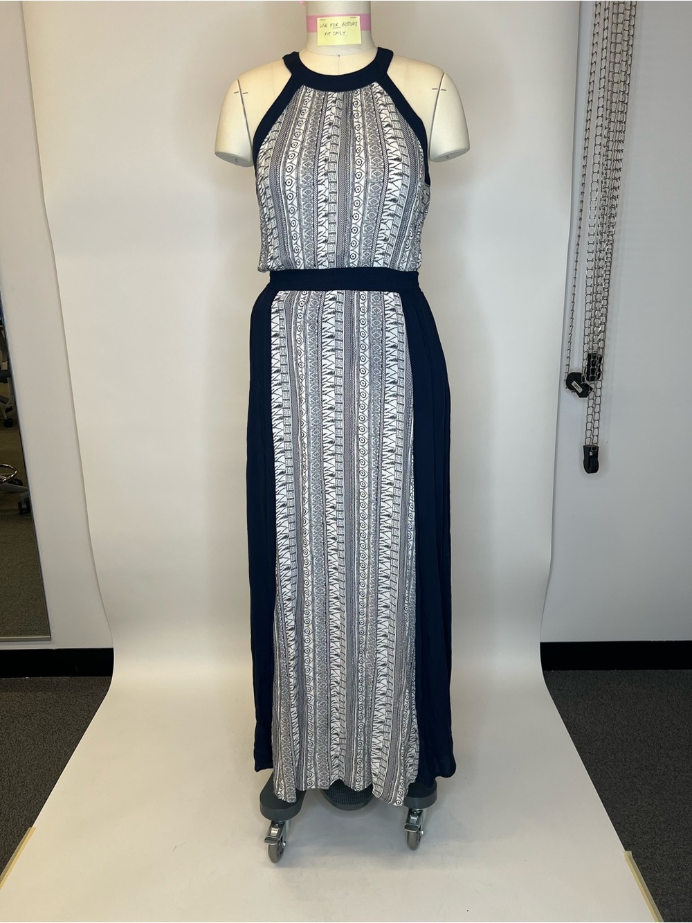 Premise Navy and Ivory Printed Halter Maxi Dress